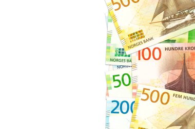 bazı yeni Norveç Kronu banka notları kopya alanı ile