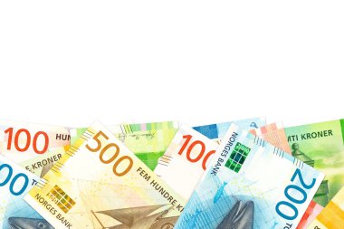 bazı yeni Norveç Kronu banka notları kopya alanı ile