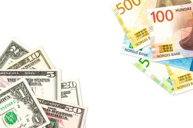 New Norveç Kronu ve bize-Amerikan Doları banknot kopya alanı ile ikili ekonomik ilişkilerin gösteren