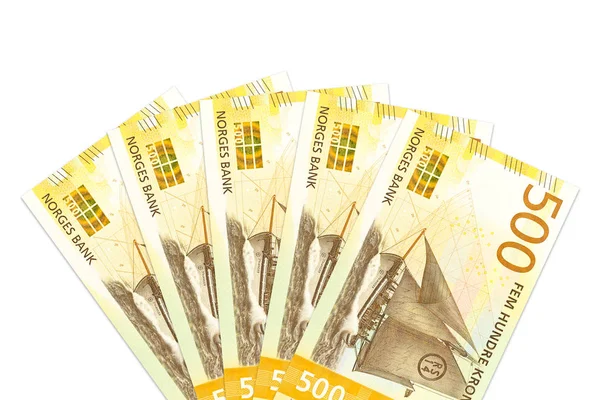Algunos Billetes Nuevos 500 Coronas Noruegas Con Espacio Para Copias —  Fotos de Stock