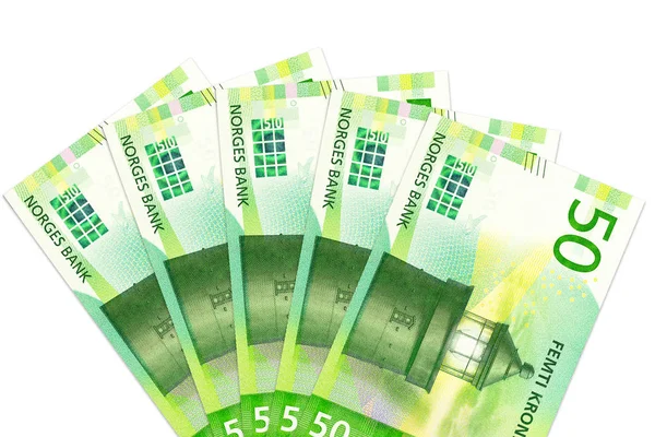 Sommige Nieuwe Noorse Kroon Bankbiljetten Met Kopie Ruimte — Stockfoto