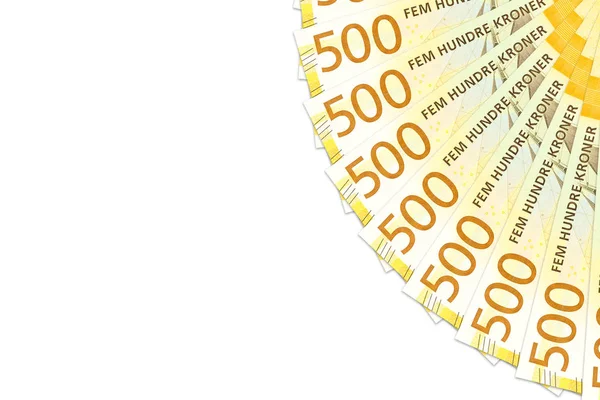 Sommige Nieuwe 500 Noorse Kroon Bankbiljetten Met Kopie Ruimte — Stockfoto