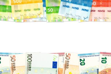 kopya alanı ile ikili ekonomik ilişkilerin gösteren yeni Norveç Kronu ve euro banknot