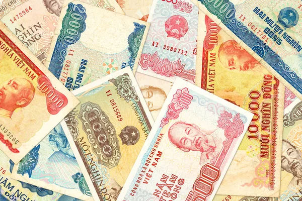 Some Vietnamese Dong Bank Notes Indicating Growing Economy — Stock Photo, Image