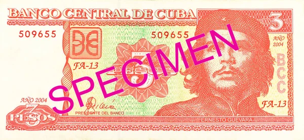 3 cuban peso bank note obverse — Stock Photo, Image