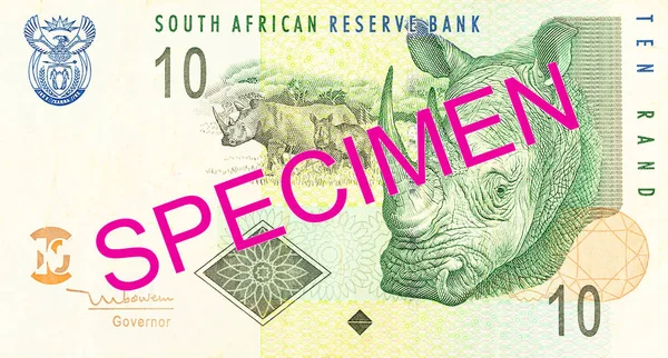 10 anverso del billete de banco rand sudafricano —  Fotos de Stock