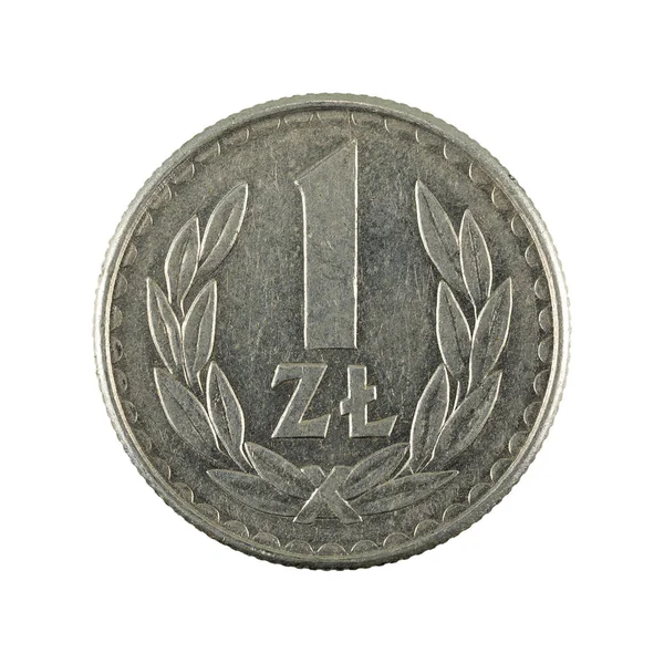 1 폴란드 즐 로티 동전 (1986) 앞면 흰색 배경에 고립 — 스톡 사진