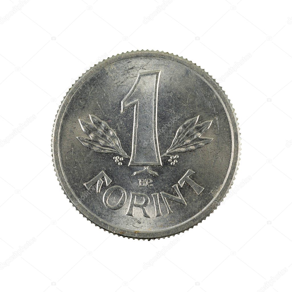 1 hungarian forint coin (1989) obverse isolated on white backgro