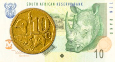10 güney Afrika aforika sikke karşı 10 güney Afrika rand banka