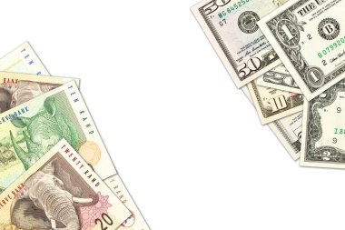 bazı güney Afrika rand banknotlar ve c ile ABD doları banknotlar