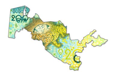 Özbekistan şeklinde 200 Özbek Som banknot obverse