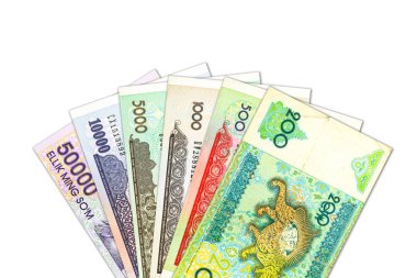 copyspa ile büyüyen ekonomiyi gösteren bazı Özbek Som banknotları