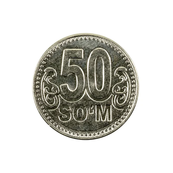50 usbekische Münze (2018) Vorderseite isoliert auf weißem Hintergrund — Stockfoto