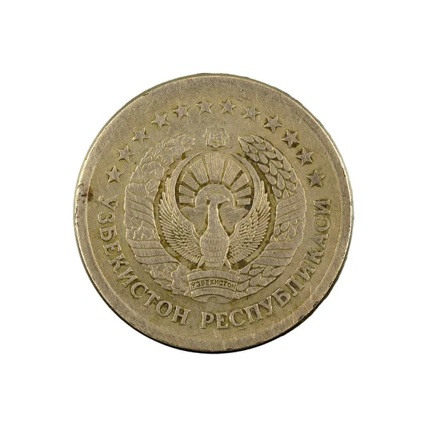 5 ウズベキスタンソムコイン(1997)逆白背景に隔離 — ストック写真