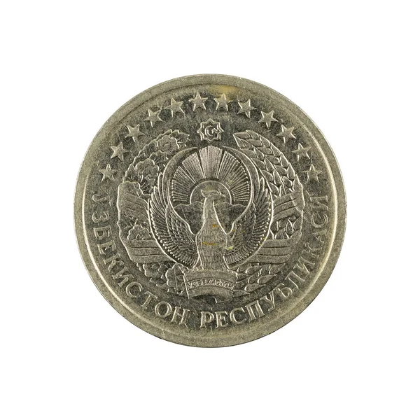 20 우즈벡 티인 동전 (1994) 흰색 배경에 고립 된 역 — 스톡 사진