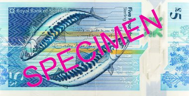 5 Pound Sterling notu Royal Bank of Scotland örnek tarafından yayınlanan