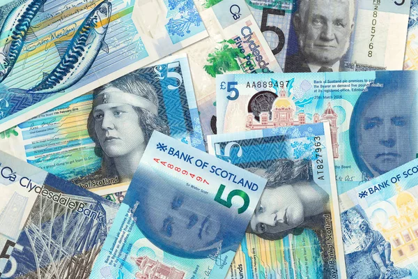 Néhány különböző £ 5 bankjegy a skót ba — Stock Fotó