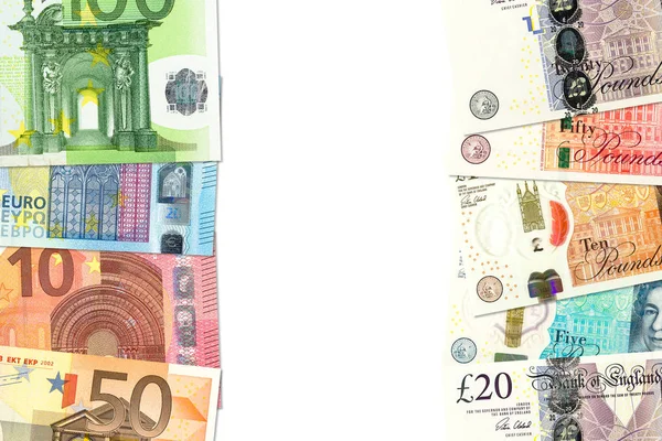 いくつかのポンド紙幣とユーロ紙幣 — ストック写真