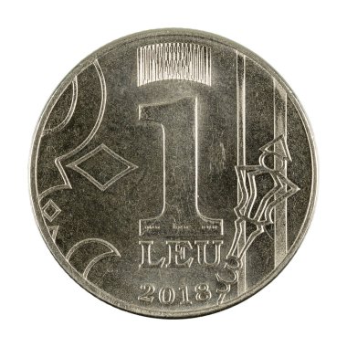 1 moldovan leu sikke (2018) beyaz arka plan üzerinde izole obverse