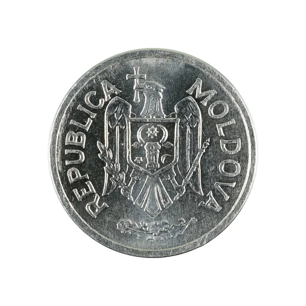 25 Moldavské Bani mince (2018) obrácené na bílou backgroun — Stock fotografie