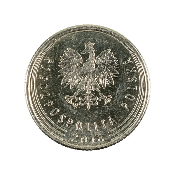 20 polish groszy coin (2018) reverse isolated on white backgroun — Stock Photo, Image