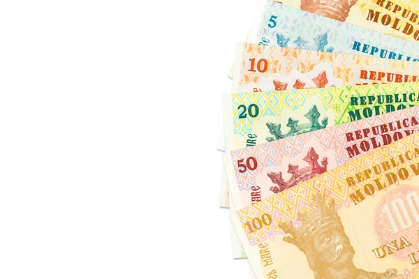 Algunos billetes de leu moldavos que indican una economía en crecimiento con — Foto de Stock