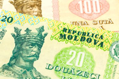 büyüyen ekonomi gösteren bazı moldovan leu banknotların detay