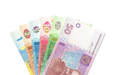 büyüyen ekonomi wi gösteren bazı Ukrayna Grivnası banknotlar