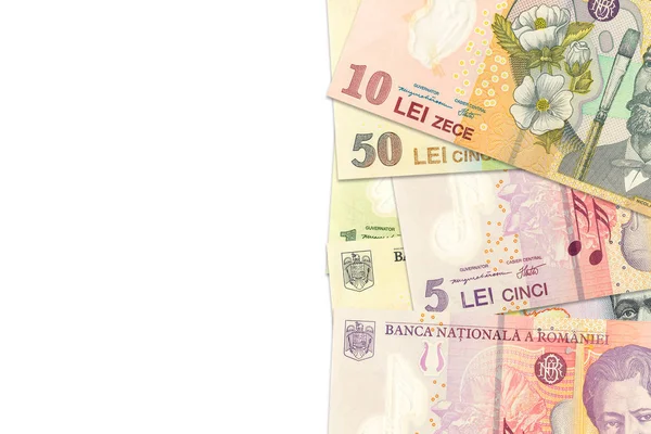 Ορισμένα τραπεζογραμμάτια Λέου Ρουμανίας που υποδεικνύουν αυξανόμενη οικονομία με Co — Φωτογραφία Αρχείου