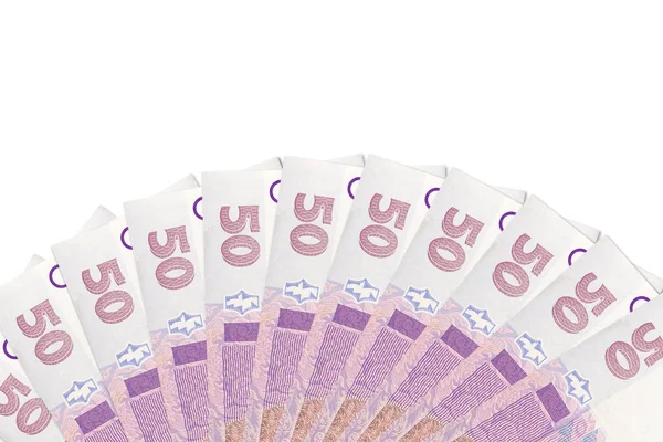 Деякі українські банкноти 50 гривні вказують на зростаючу економіку — стокове фото