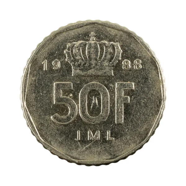 Luxembourg Franc 1988 Obverse Isolated White Background — Stock Photo, Image
