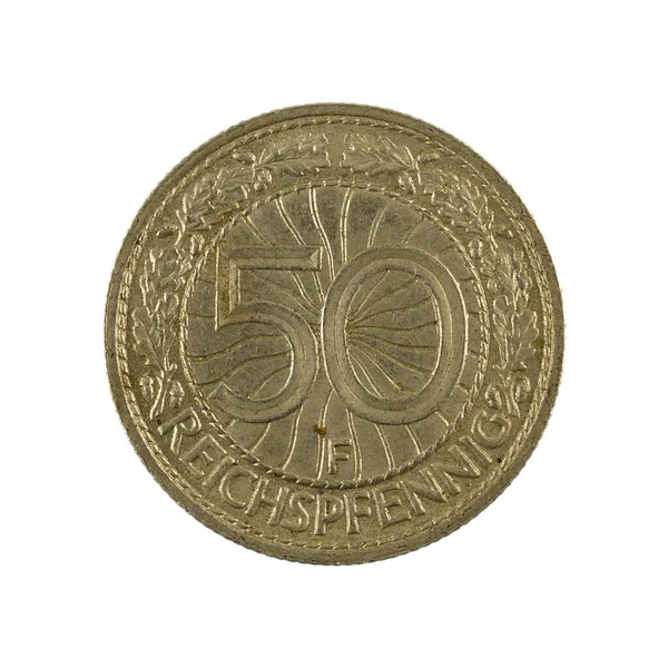 Duitse Reichspfennig Munt 1929 Voorzijde Geïsoleerd Witte Achtergrond — Stockfoto