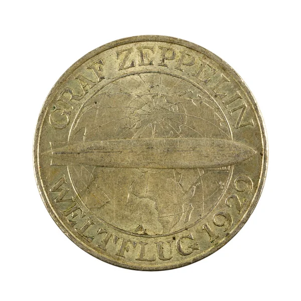 Tyska Riksmark Mynt 1929 Omvänd Isolerad Vit Bakgrund — Stockfoto