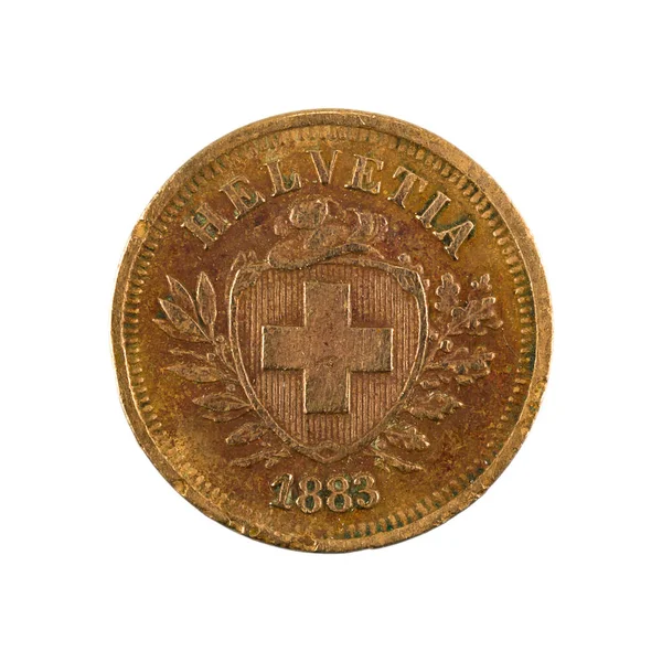 1スイス ラッペン コイン 1883年 白地に分離 — ストック写真