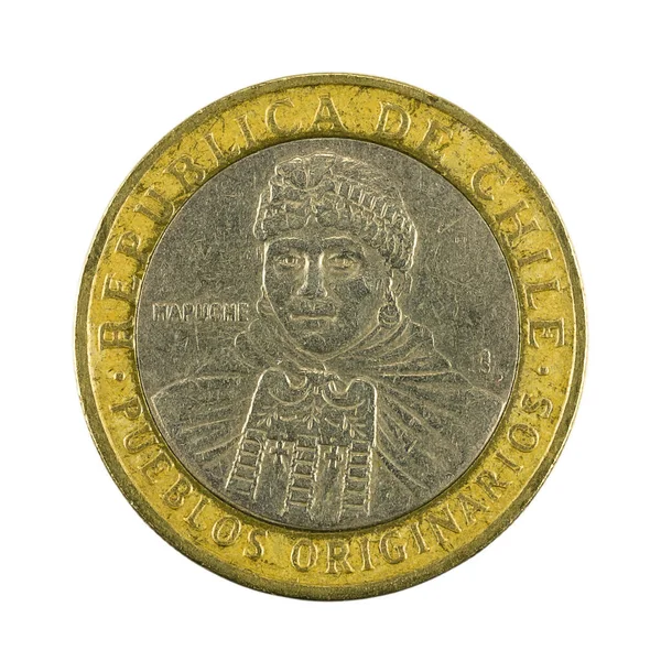 白を背景に分離された100チリペソ硬貨 2008年 — ストック写真
