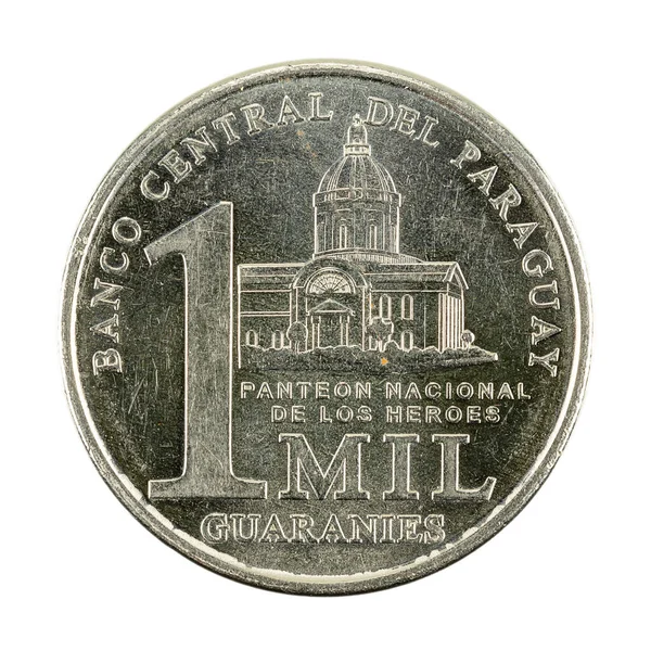 1000パラグアイの保証コイン2018白の背景に隔離された逆 — ストック写真