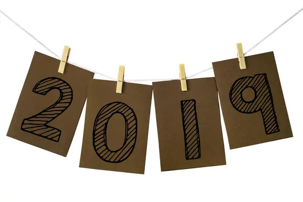Mutlu yeni yıl 2019, beyaz arka planda izole