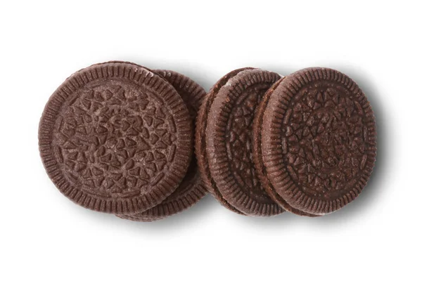 Biscoitos Chocolate Isolados Sobre Fundo Branco — Fotografia de Stock