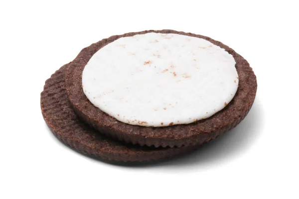 Biscoitos Chocolate Isolados Sobre Fundo Branco — Fotografia de Stock
