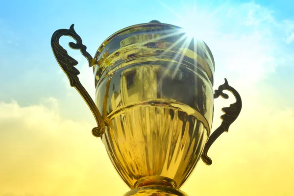 Winner Trophy Sky Background — Stock Photo, Image