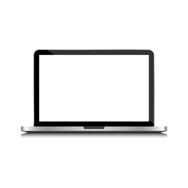 PC portátil moderno con pantalla LCD en blanco - Ilustración — Vector de stock