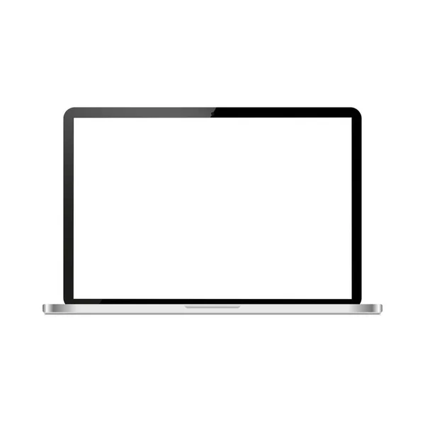 Portátil con pantalla blanca aislada sobre fondo blanco — Vector de stock