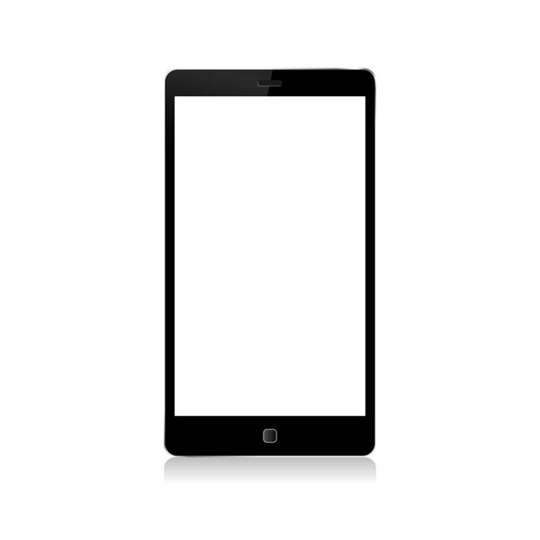Smart phone with blank white screen isolated on white background
