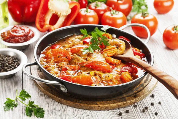 Fleischeintopf Mit Gemüse Tomatensauce — Stockfoto