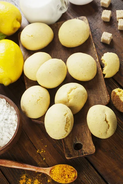 Homemade Lemon Cookies Rustic Tabl — Stock Photo, Image