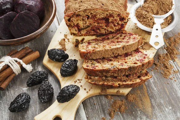 Beetroot Pie Prunes Cocoa Powder — Stock Photo, Image