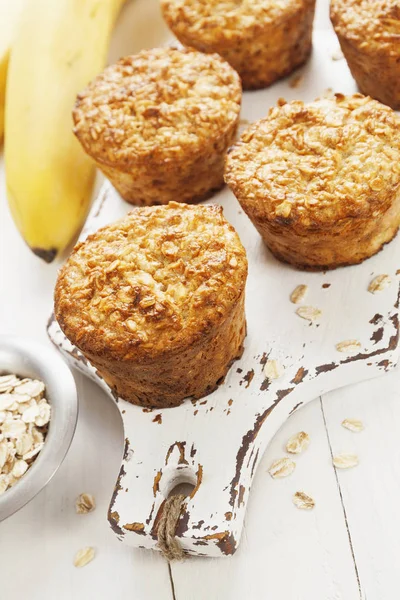 Muffins Avena Dieta Con Plátano Mesa —  Fotos de Stock