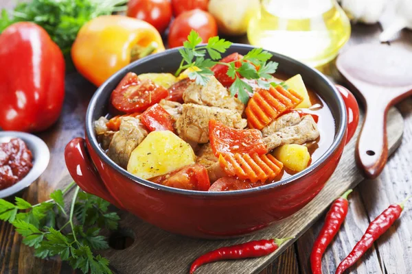 Fleischeintopf Mit Gemüse Tomatensauce — Stockfoto