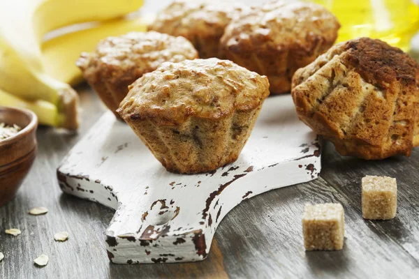 Banana muffins with oatmeal — Stock Photo, Image