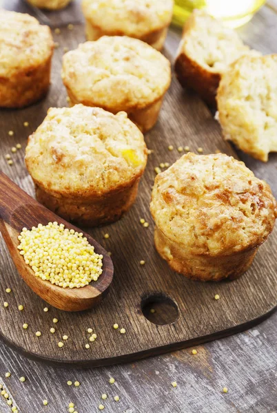 Unsweetened millet muffins — Stock Photo, Image